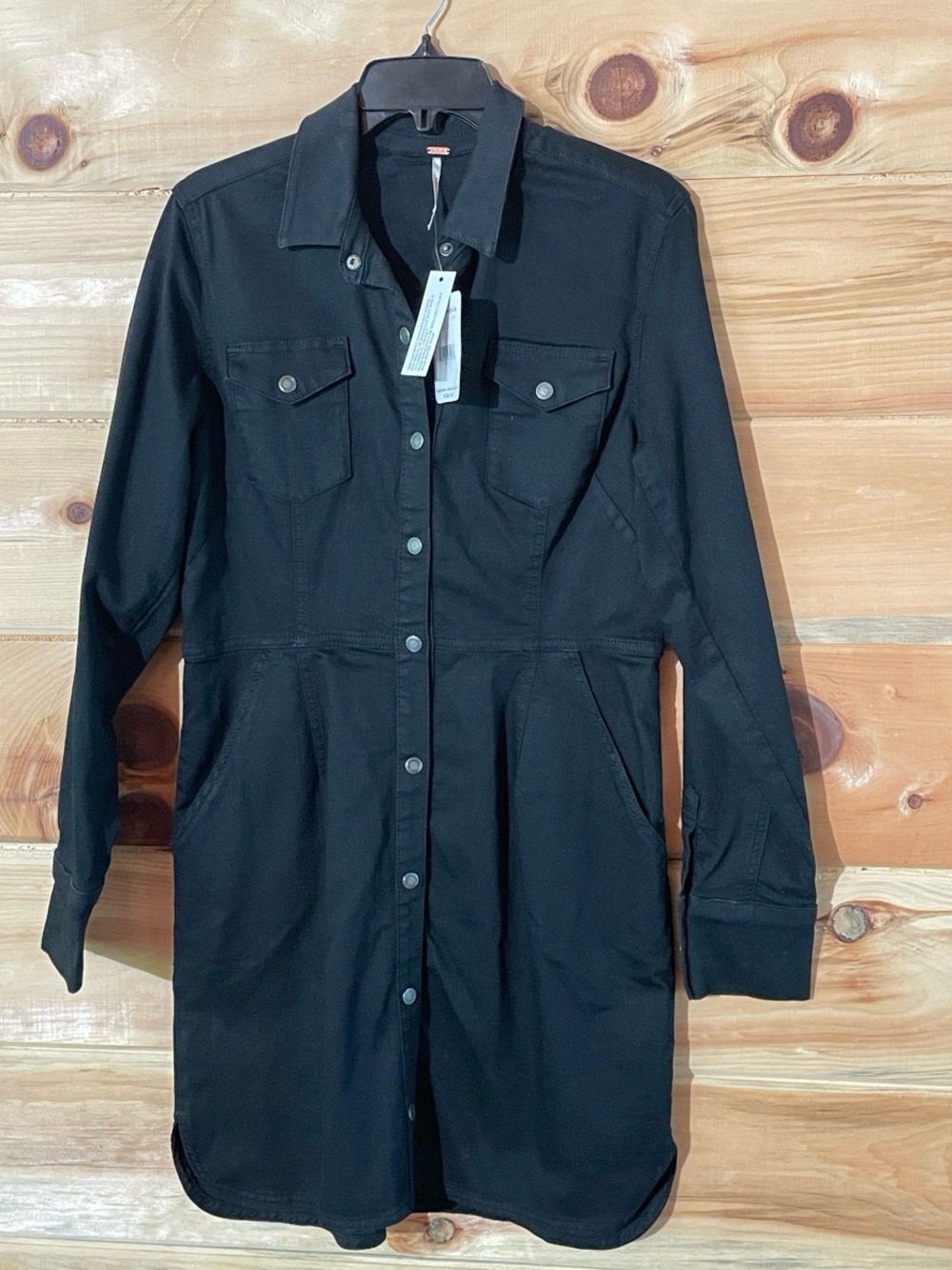 Free People Black Button-Front Shirt Jacket